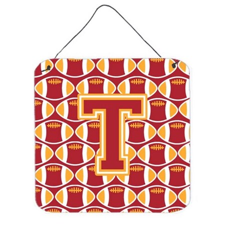 Carolines Treasures Letter T Football Cardinal and Gold Wall or Door Hanging Prints CJ1070-TDS66